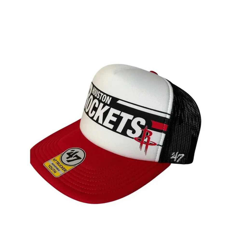 Houston Rockets ’47 Brand Youth Trucker Hat – Adjustable – Red/White/Black – NWT